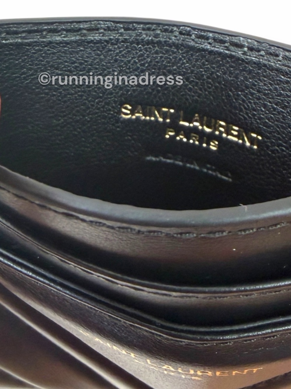 Saint Laurent YSL Joan Quilted Leather Card Case Holder Wallet Black Gold Stamp - Picture 6 of 9